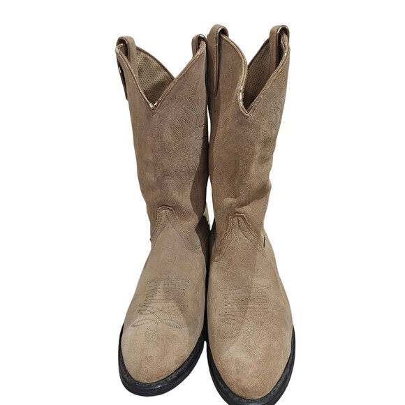 Justin Womens Tan Suede Western Cowboy Boots Size 9C Style JBL1105 - Picture 1 of 6